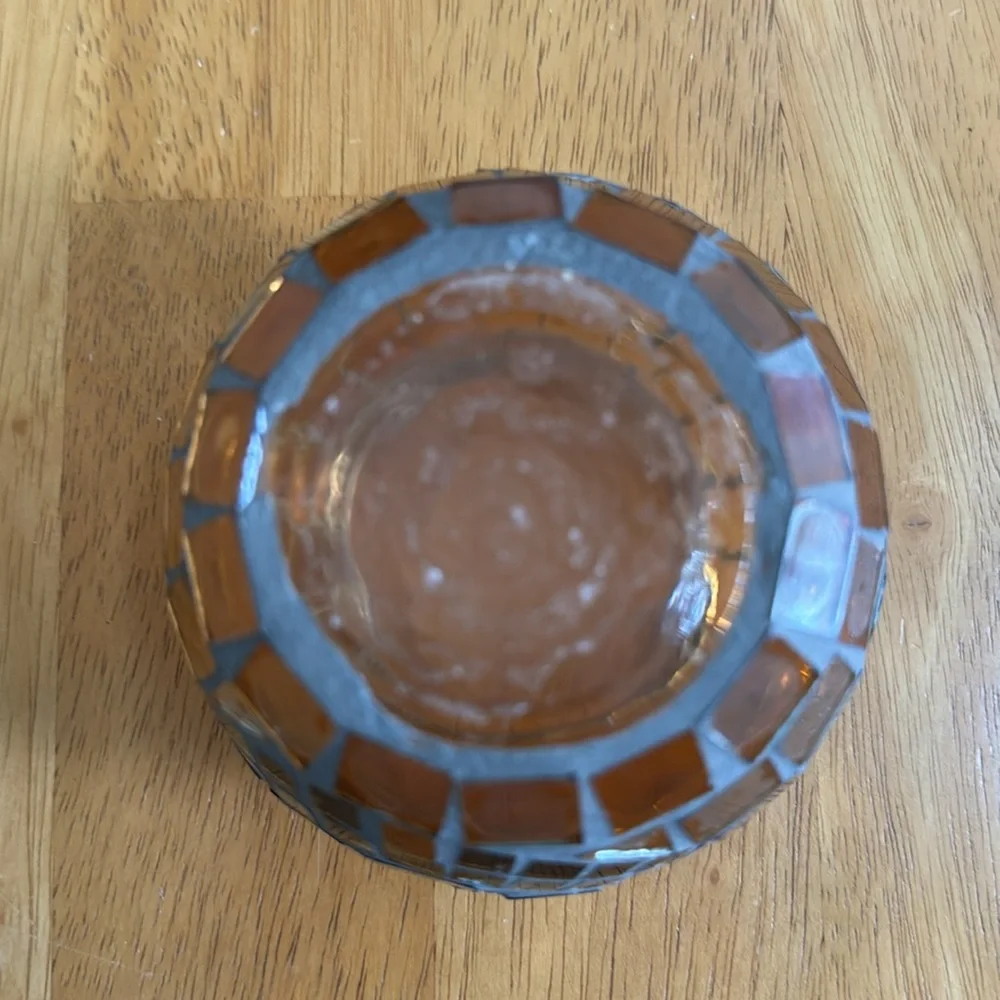 🛑Fall Pumpkin Mosaic Glass Candle Holder Autumn Thanksgiving